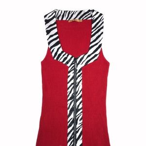 Red with Zebra Accent Top